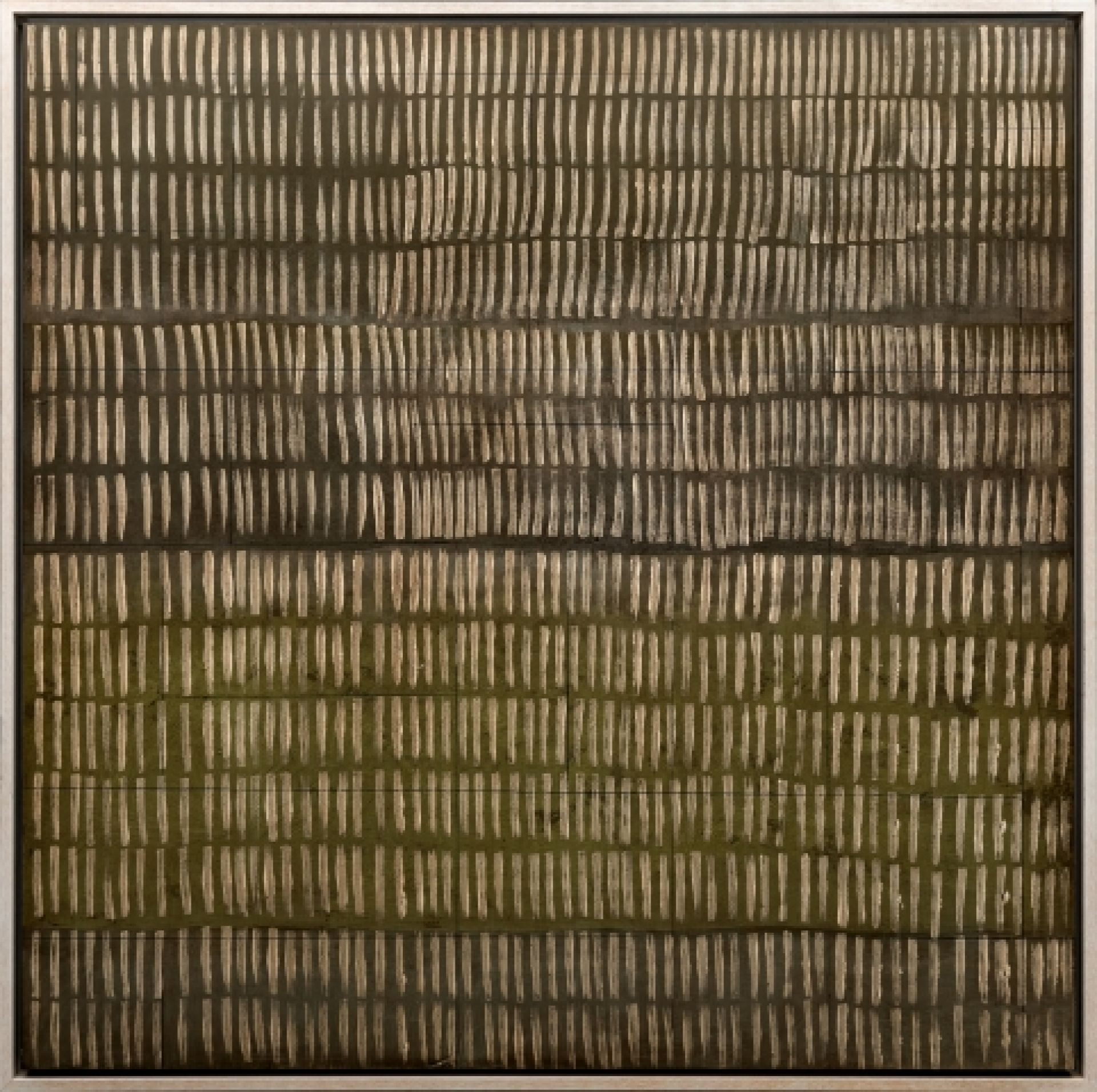 Abstract art piece with horizontal stripes in brown and beige tones.
