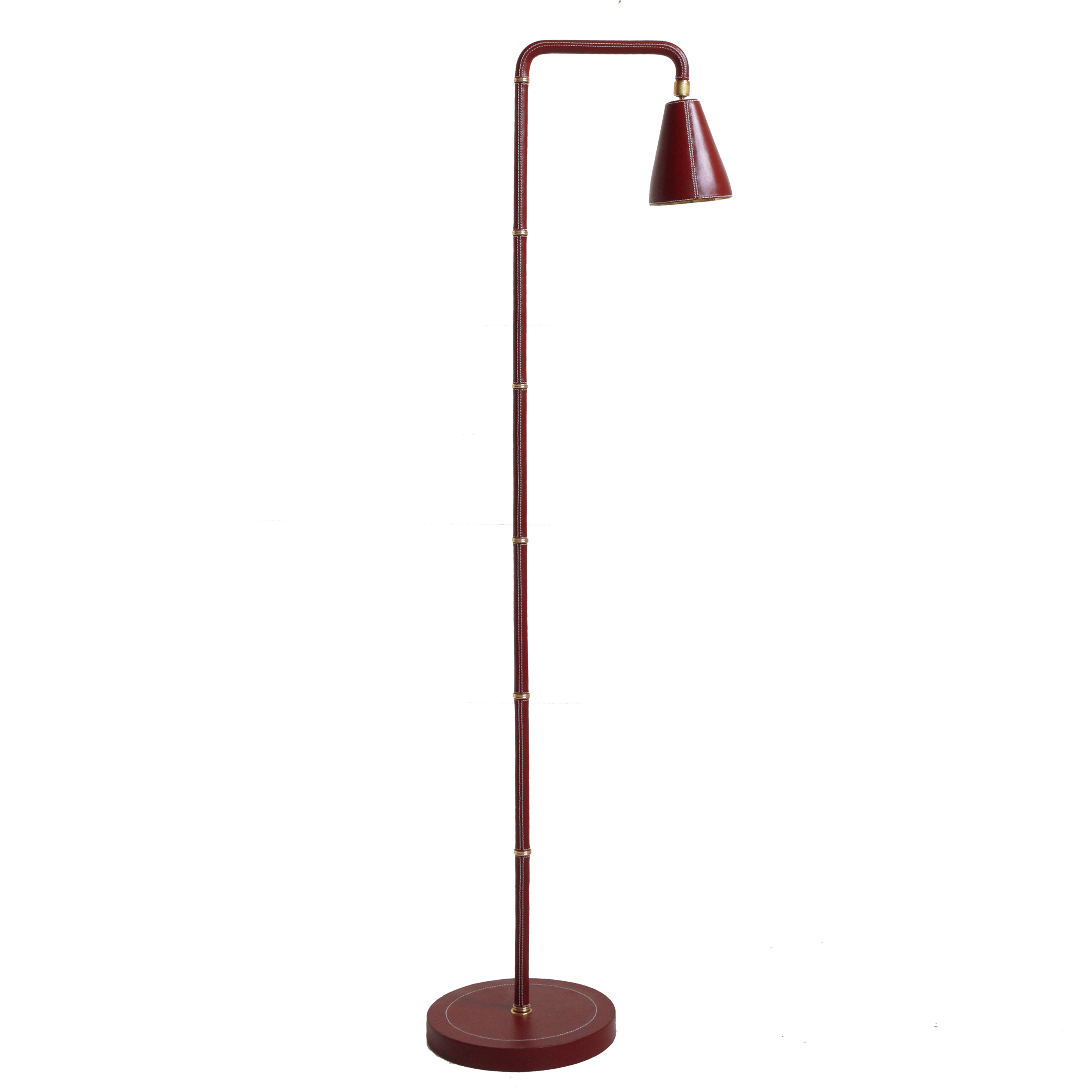 Adnet Reading Lamp with Brass Accents - Red Leather