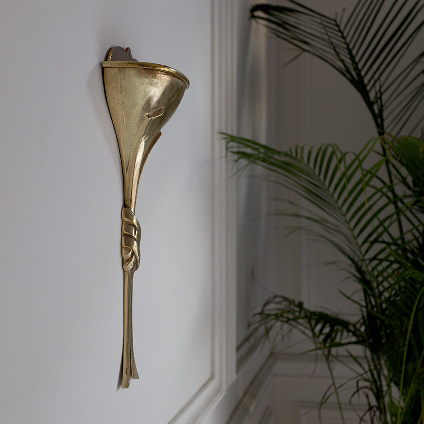 Pair of Art Deco Brass Knotted Stem Wall Lights