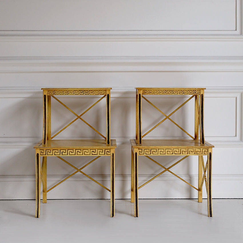 Pair of 1940s Rare French Painted Étagères