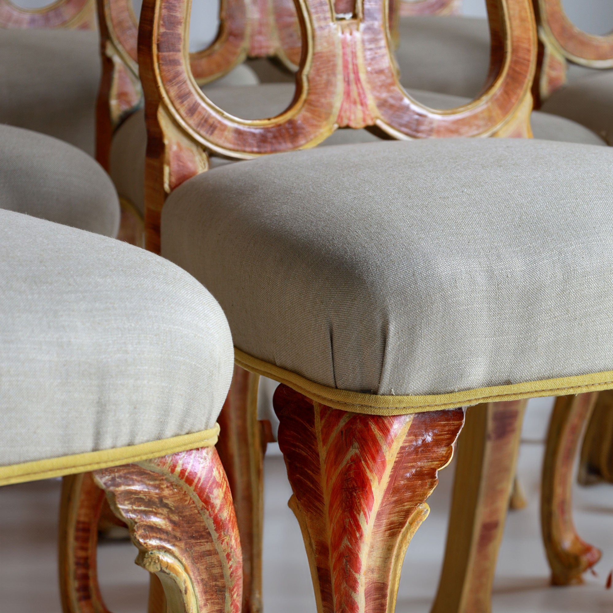 Set of 12 18th Century Venetian Painted Dining Chairs