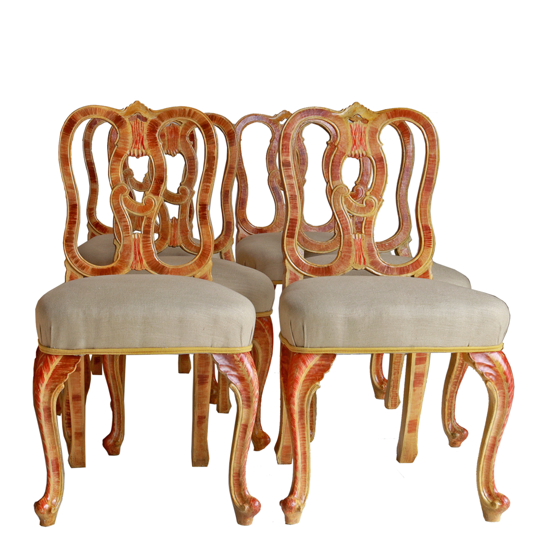 Set of 12 18th Century Venetian Painted Dining Chairs