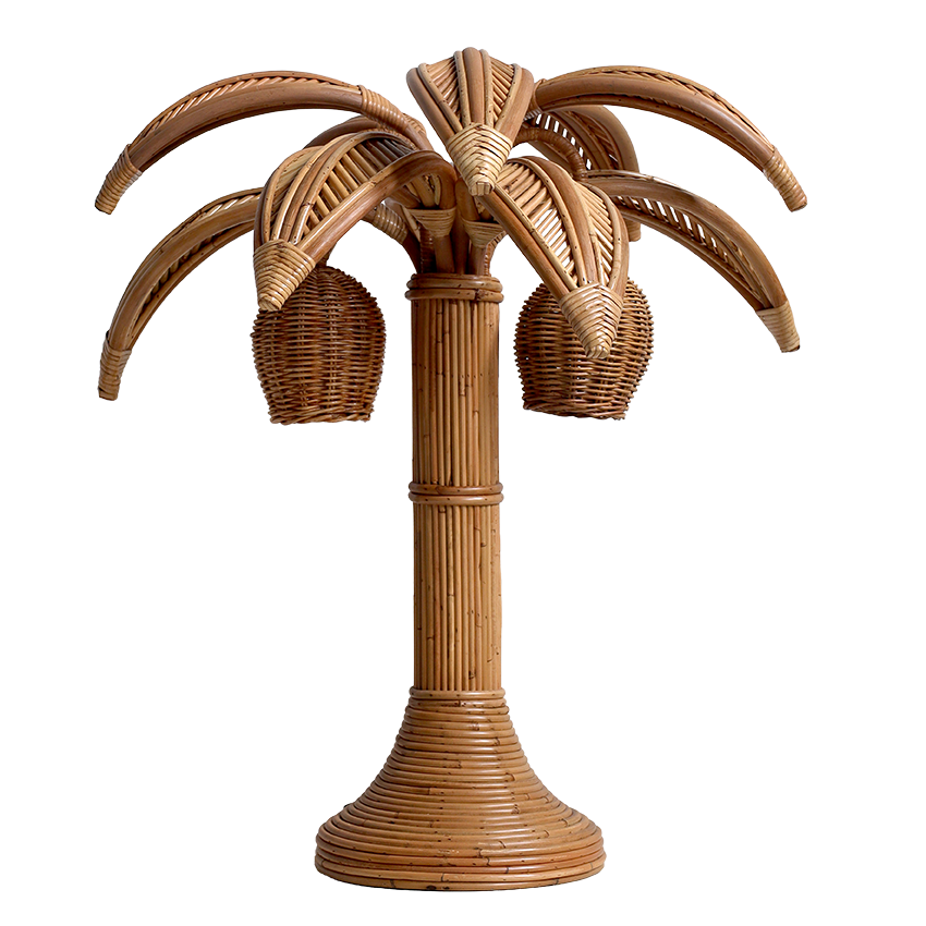Rattan Palm Table Lamp