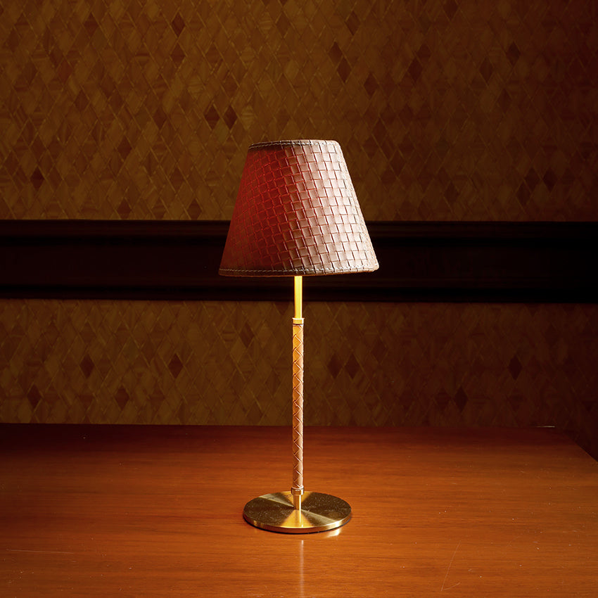 Woven Leather Cordless Table Lamp