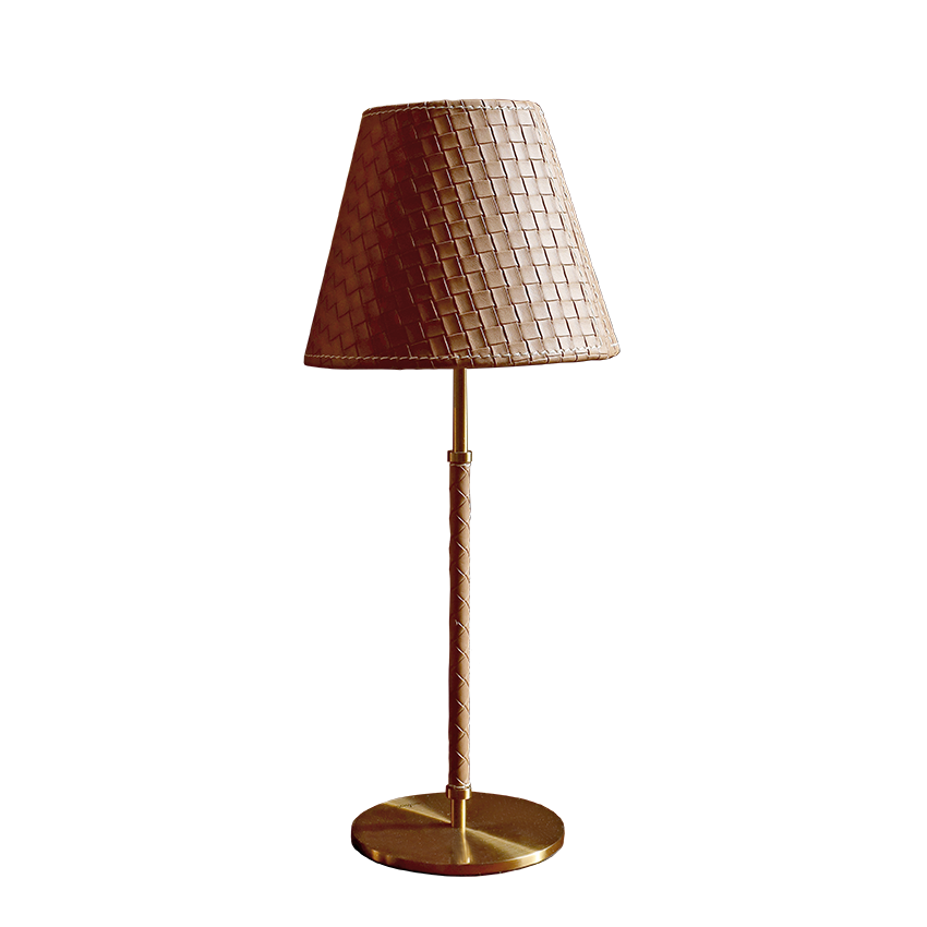 Woven Leather Cordless Table Lamp