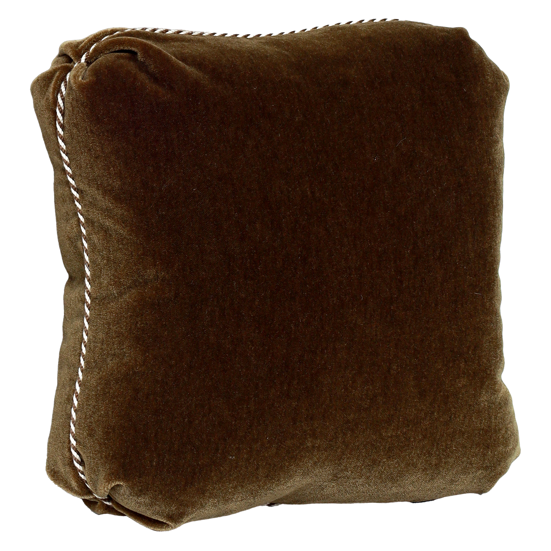 Brown pillow with a textured surface on a white background