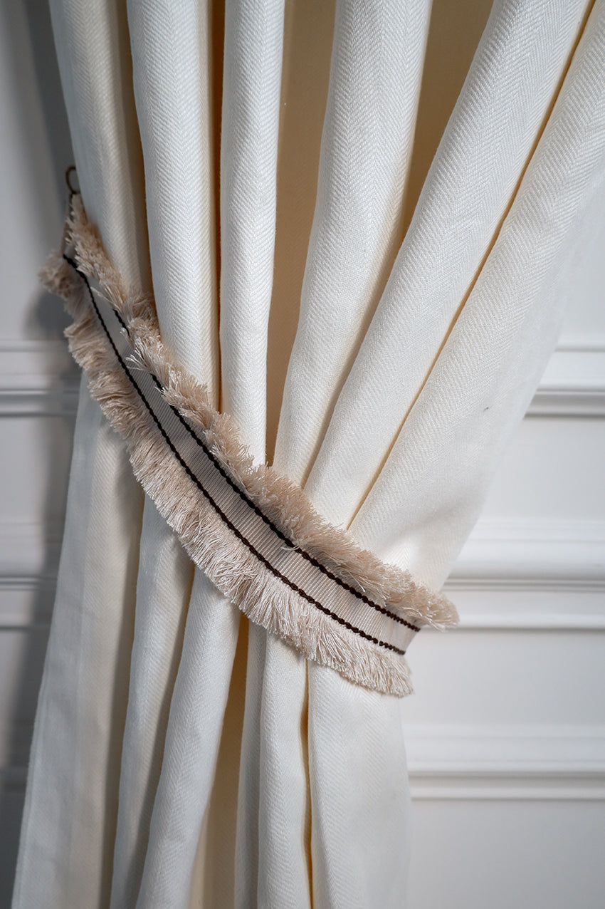 Double Cut Ruche Tieback - Flax and Bronze