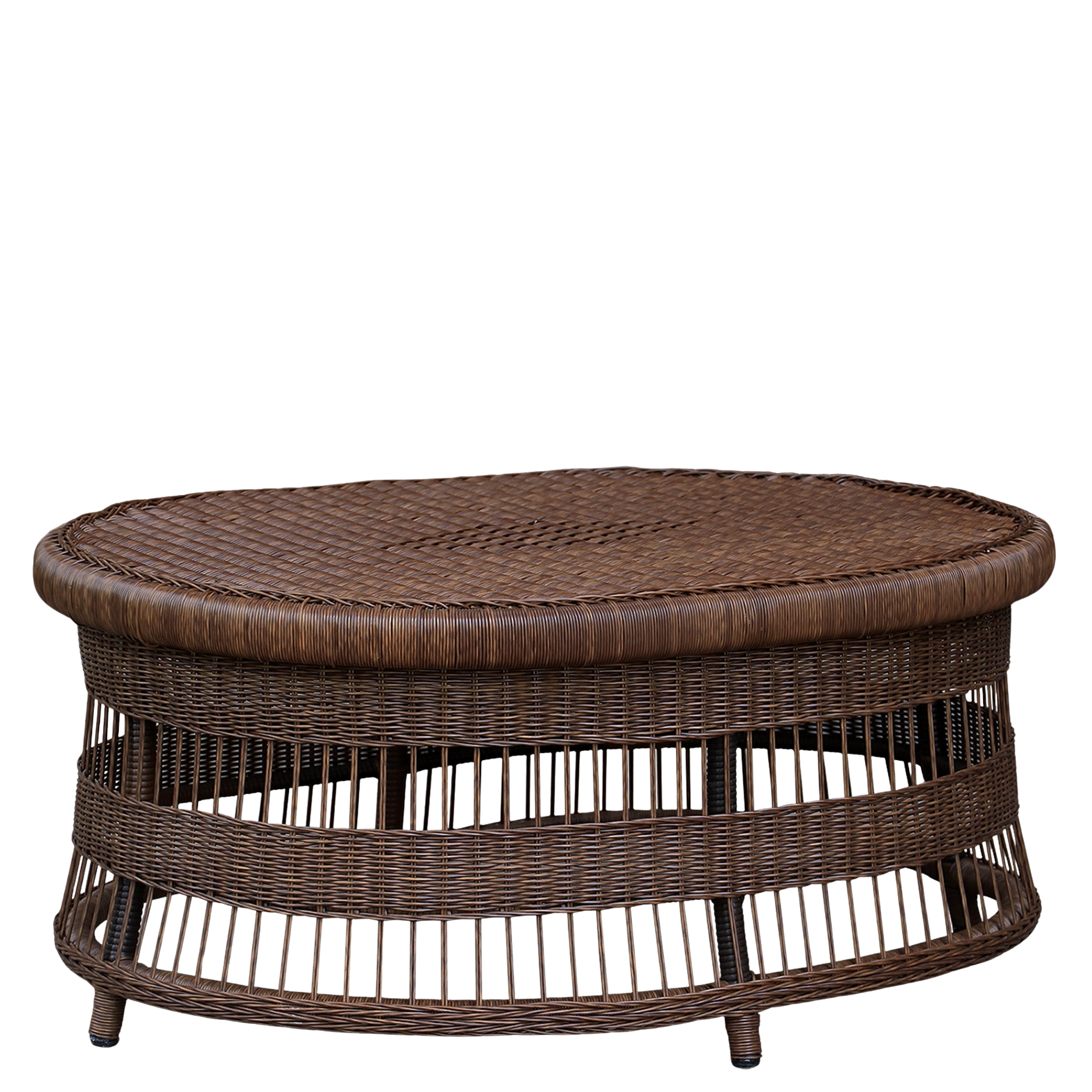 Wicker coffee table on a white background