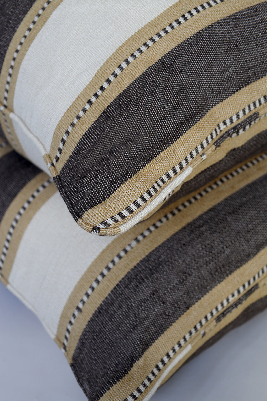 Mirage Stripe Cushion Large - Dark Brown/Amber