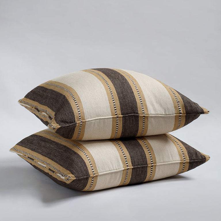 Mirage Stripe Cushion Large - Dark Brown/Amber