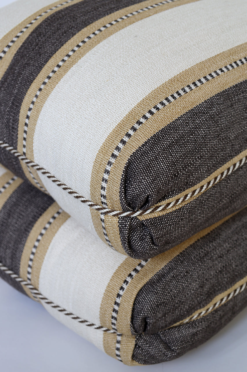 Mirage Stripe Turkish Corner Cushion - Dark Brown/Amber