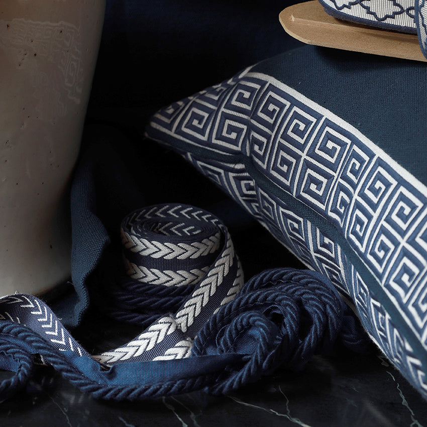 Chevron Braid - Navy and White