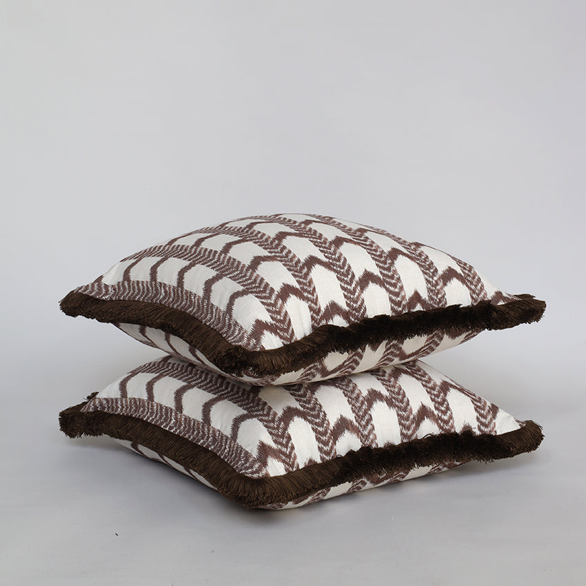 Zigara Stripe Cushion - Brown