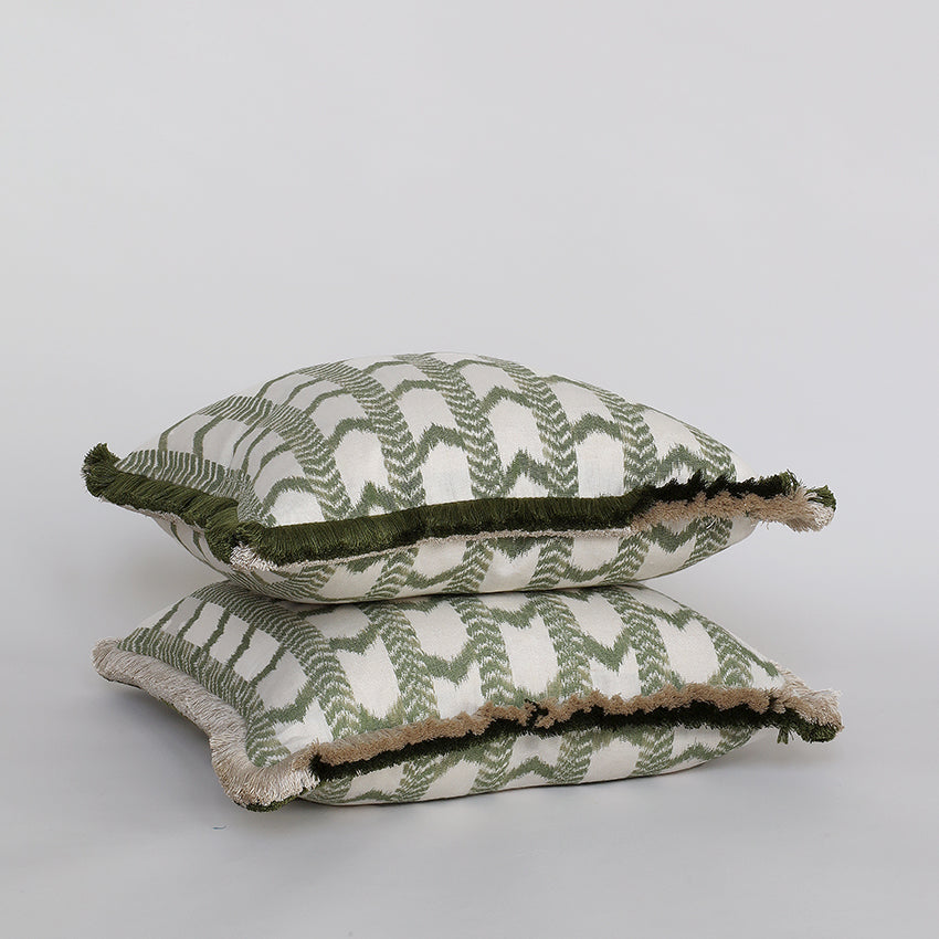 Zigara Stripe Cushion - Green