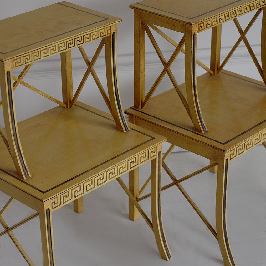 Pair of 1940s Rare French Painted Étagères