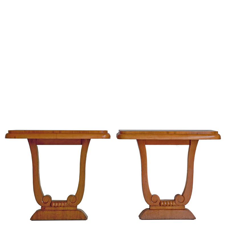 Pair of Art Deco Walnut Console Tables