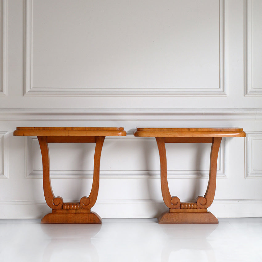 Pair of Art Deco Walnut Console Tables