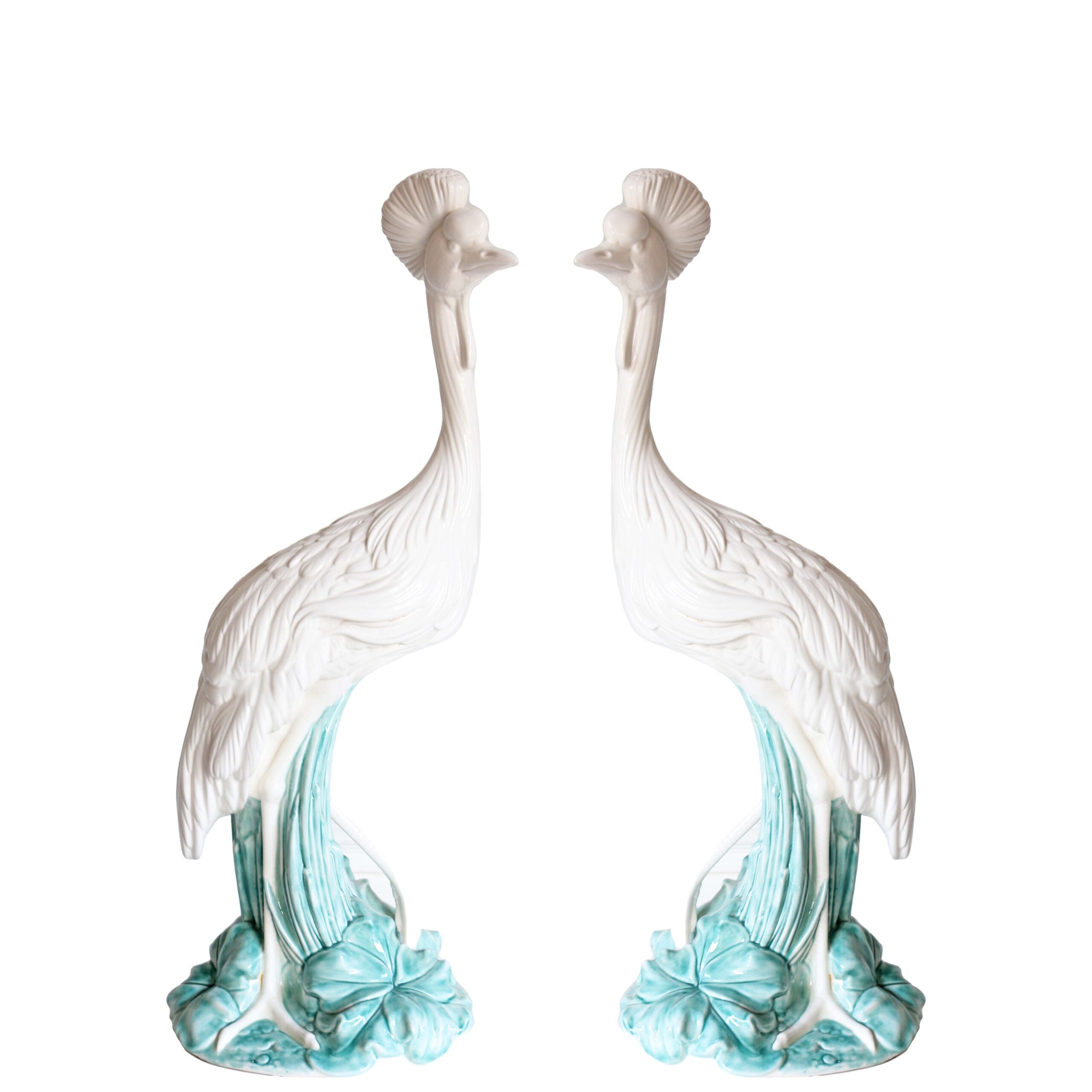 Pair of 1940s Celadon Herons