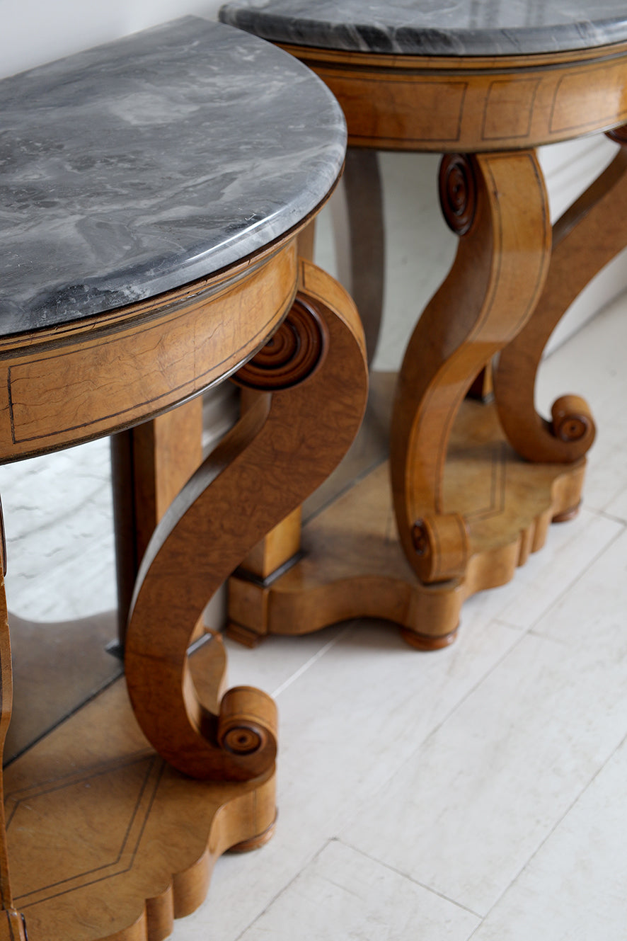 Pair of Early 19th Century Burr Elm Console