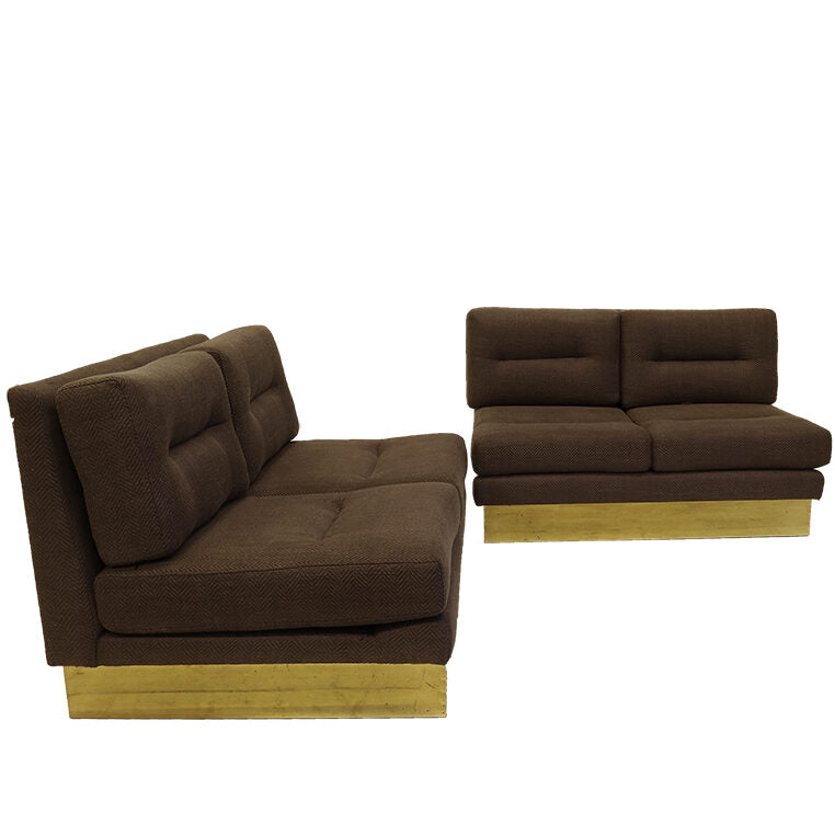 Pair of 1970s Vintage French Armless Sofas