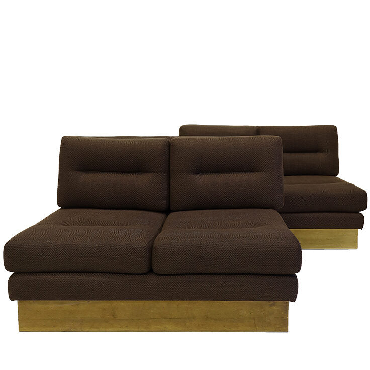 Pair of 1970s Vintage French Armless Sofas