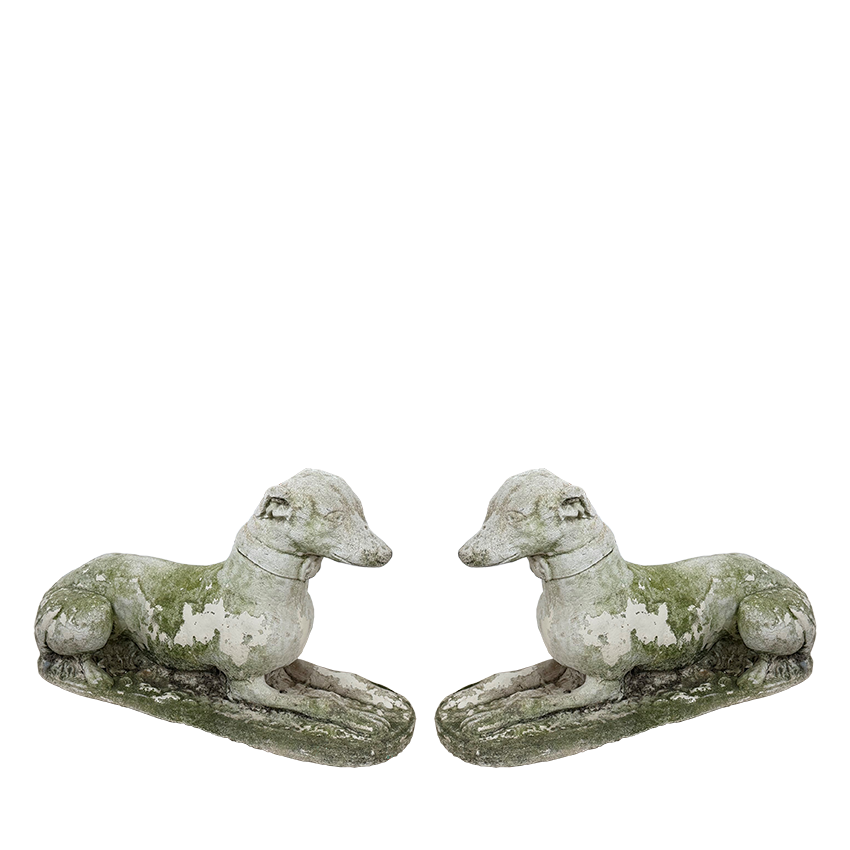 Pair of 20th Century English Stone Whippet Dogs