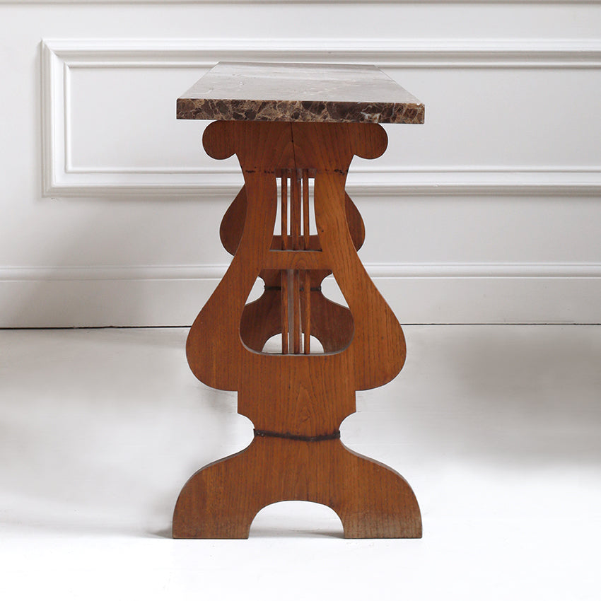 Regency-style Lyre Console with Marble Top