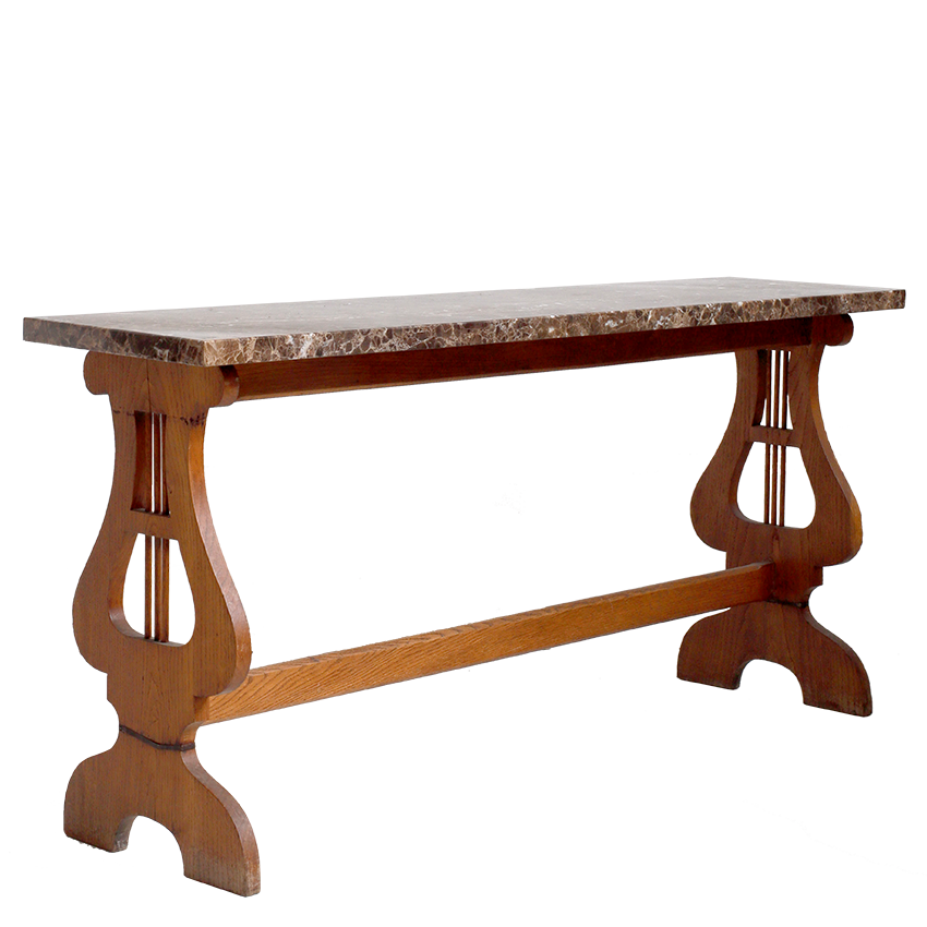 Regency-style Lyre Console with Marble Top
