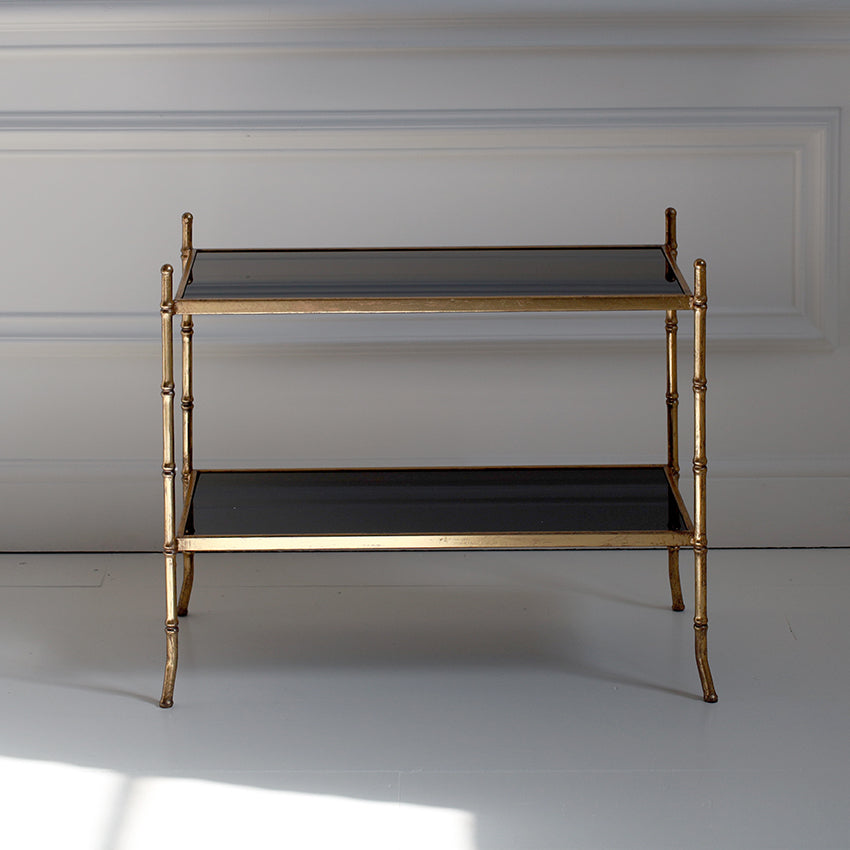 Gilt Bamboo Tiered Side Table