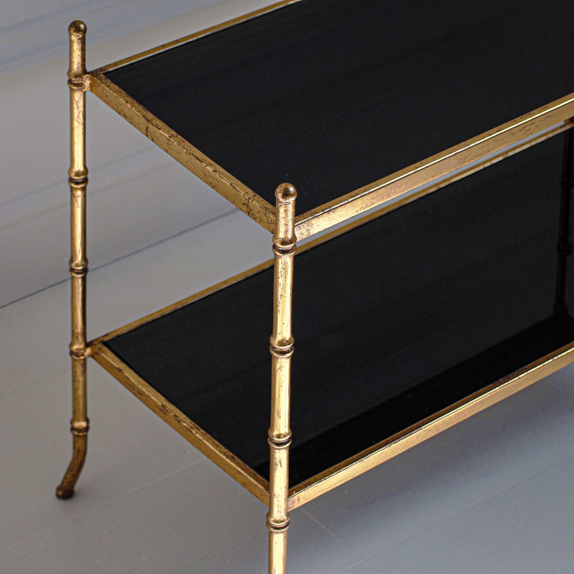 Gilt Bamboo Tiered Side Table