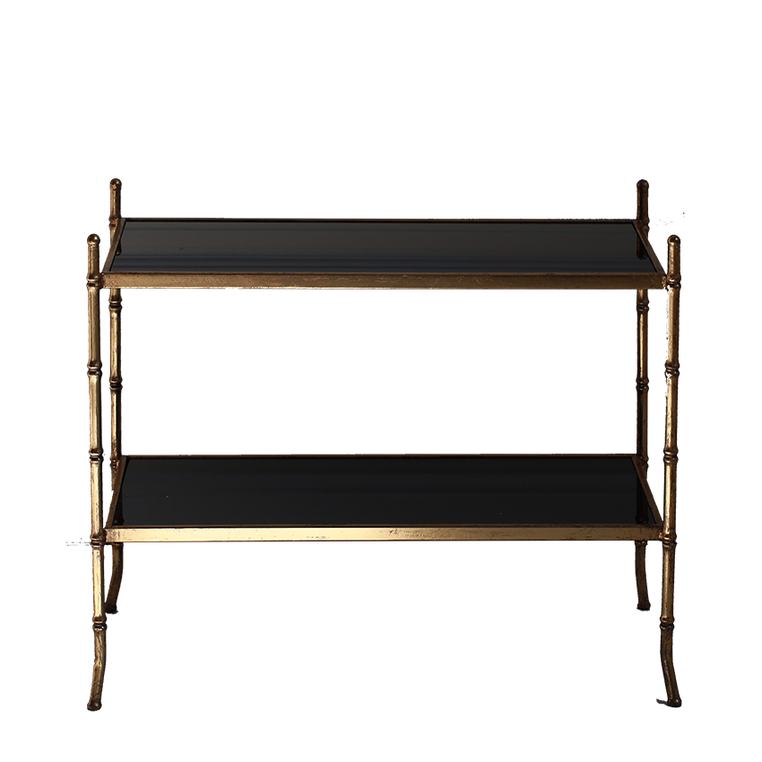 Gilt Bamboo Tiered Side Table