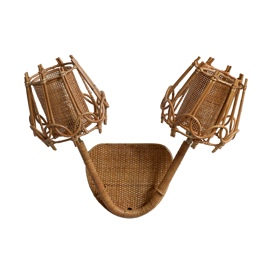 Twins Rattan Wall Light