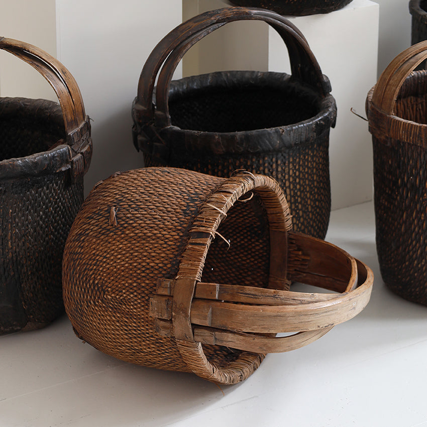 Set of 12 Vintage Asian Rice Baskets