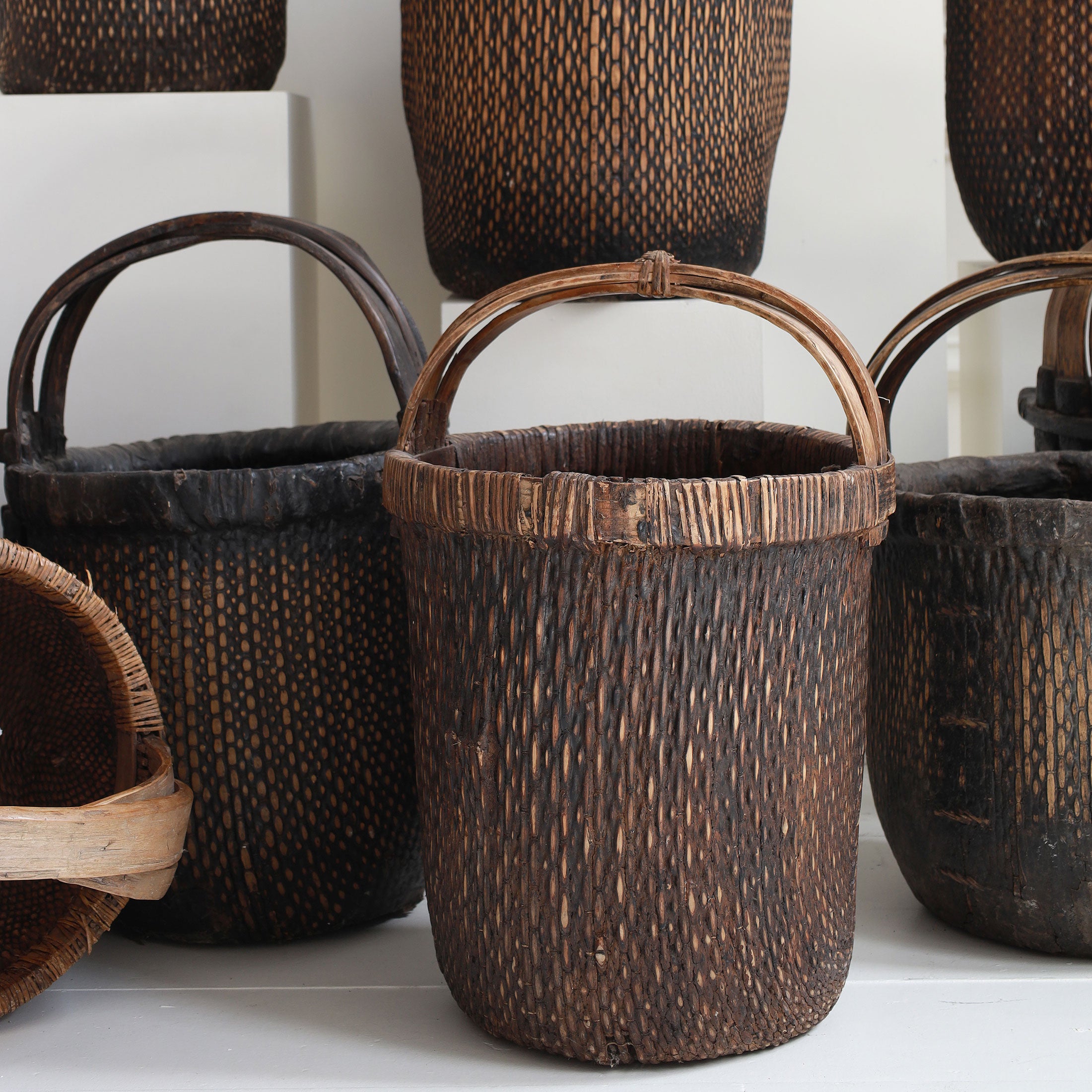 Set of 12 Vintage Asian Rice Baskets