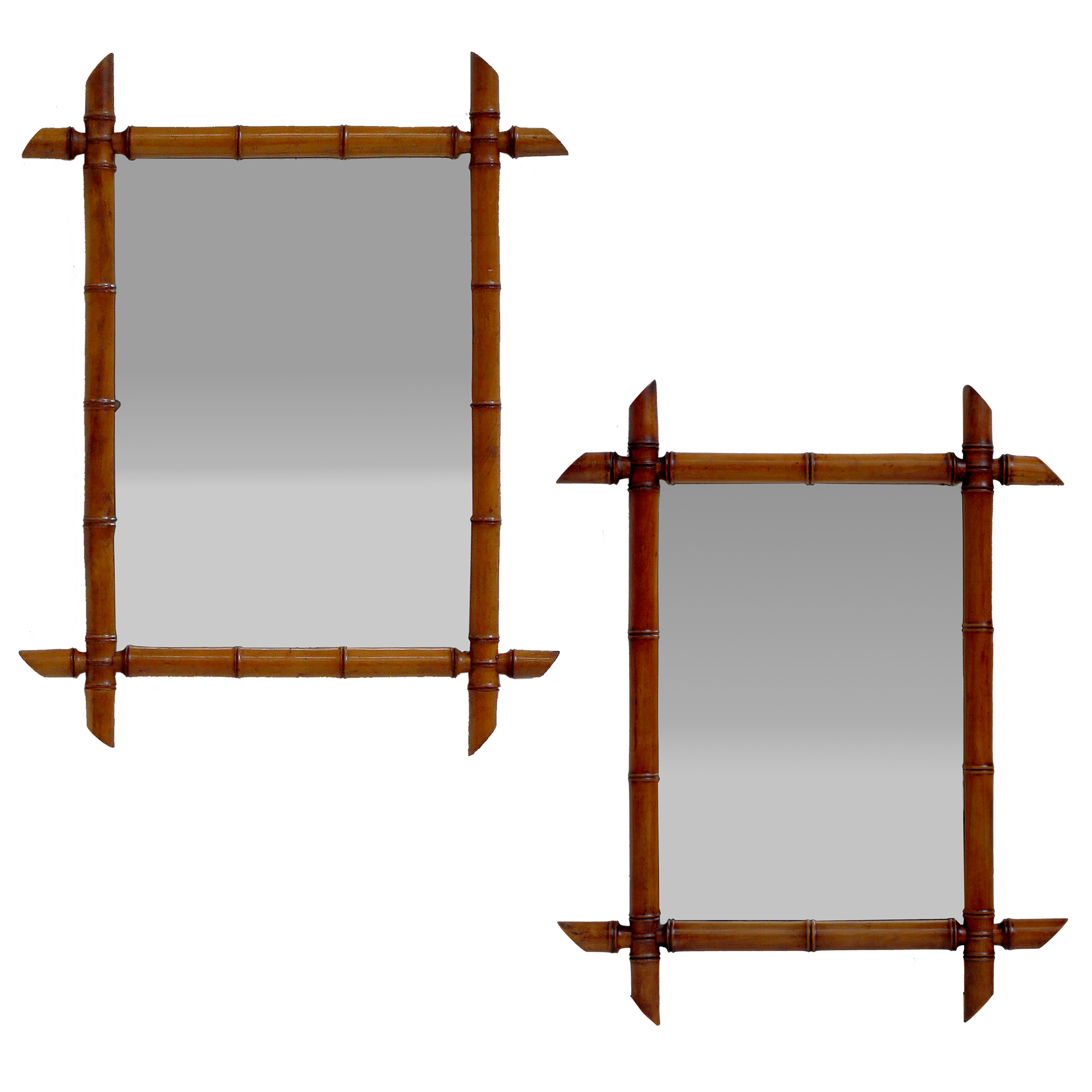 Pair of 19th Century French Faux Bamboo Wall Mirrors