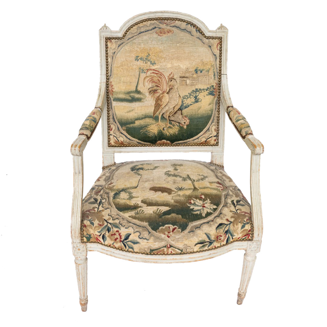 Set of 4 Louis XVI Style Grey Painted Armchairs