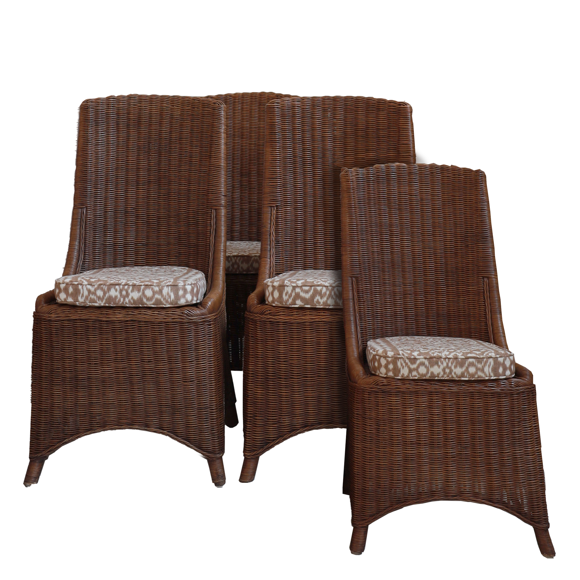 Set of 8 1950s French Rattan Dining Chairs
