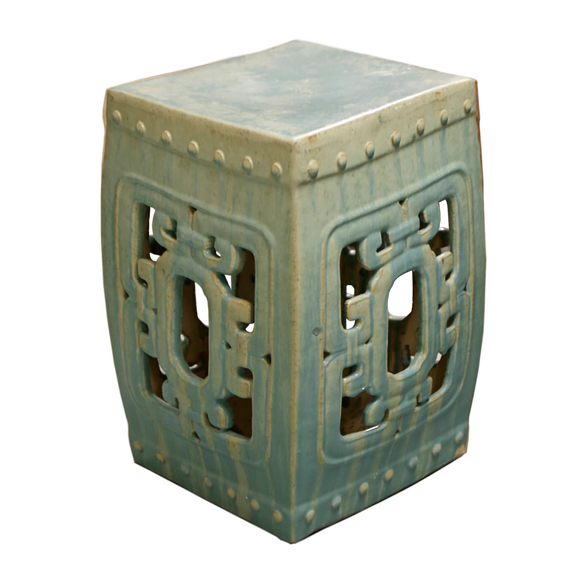 Square Garden Stool &#8211; Celadon WS