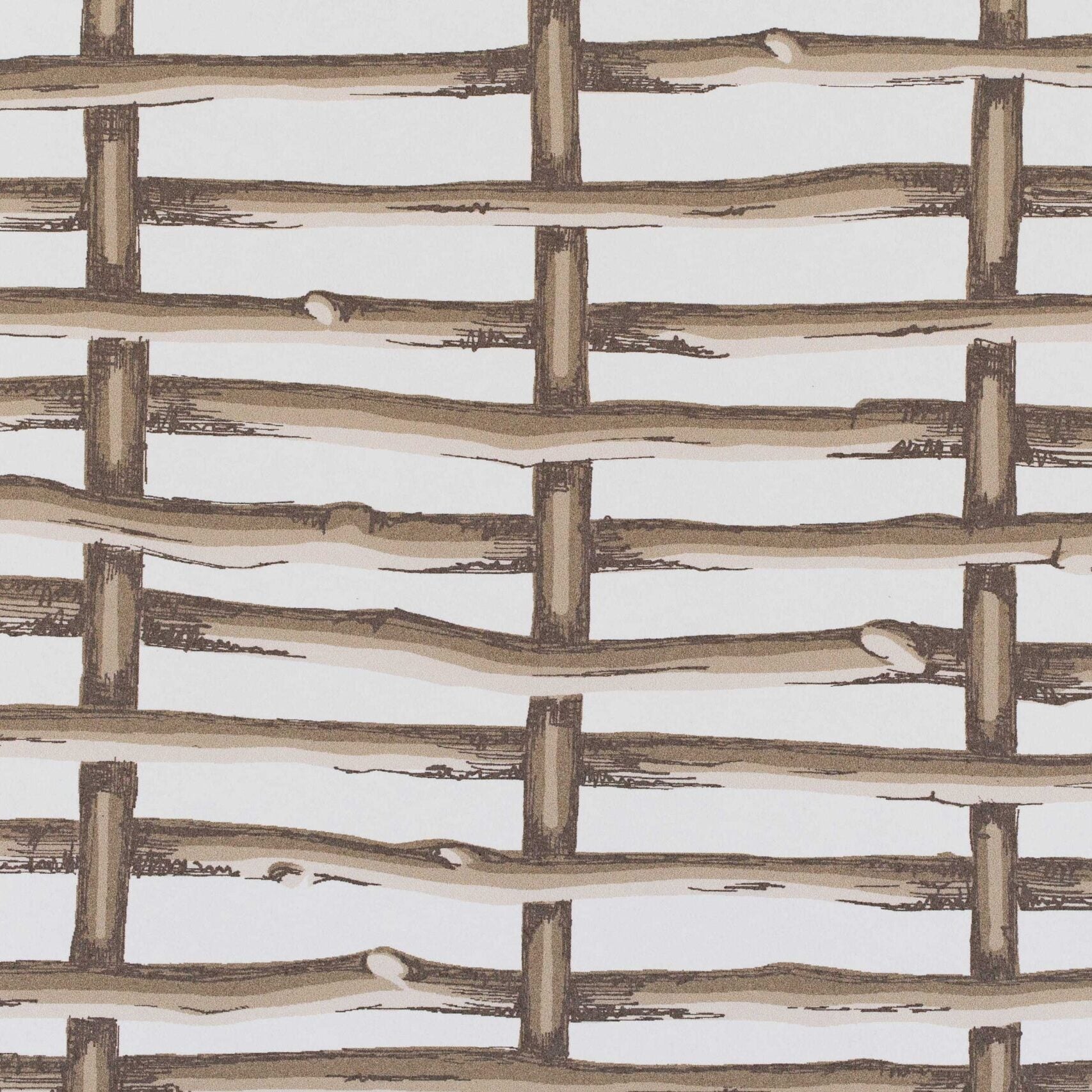 Twig Fence Wallpaper - Brown