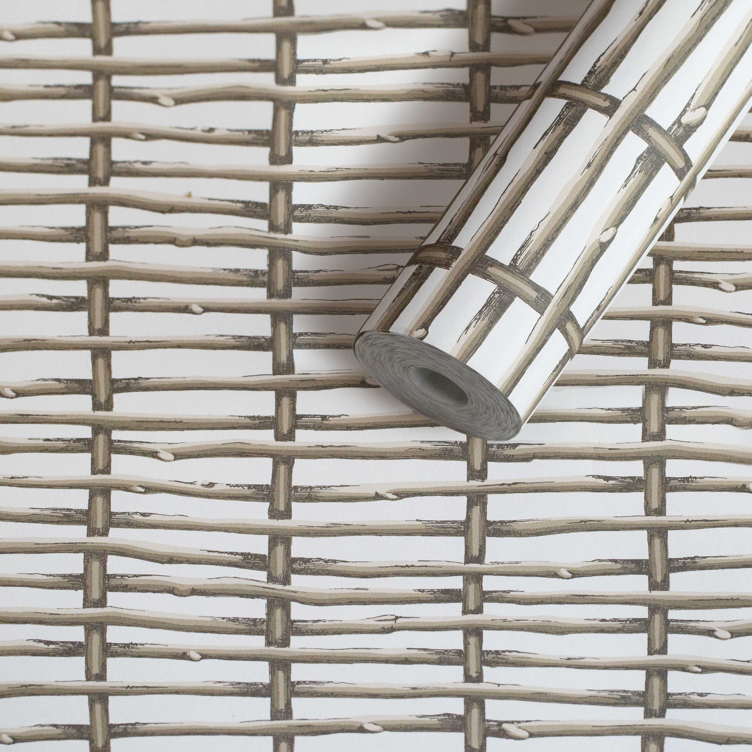 Twig Fence Wallpaper - Brown