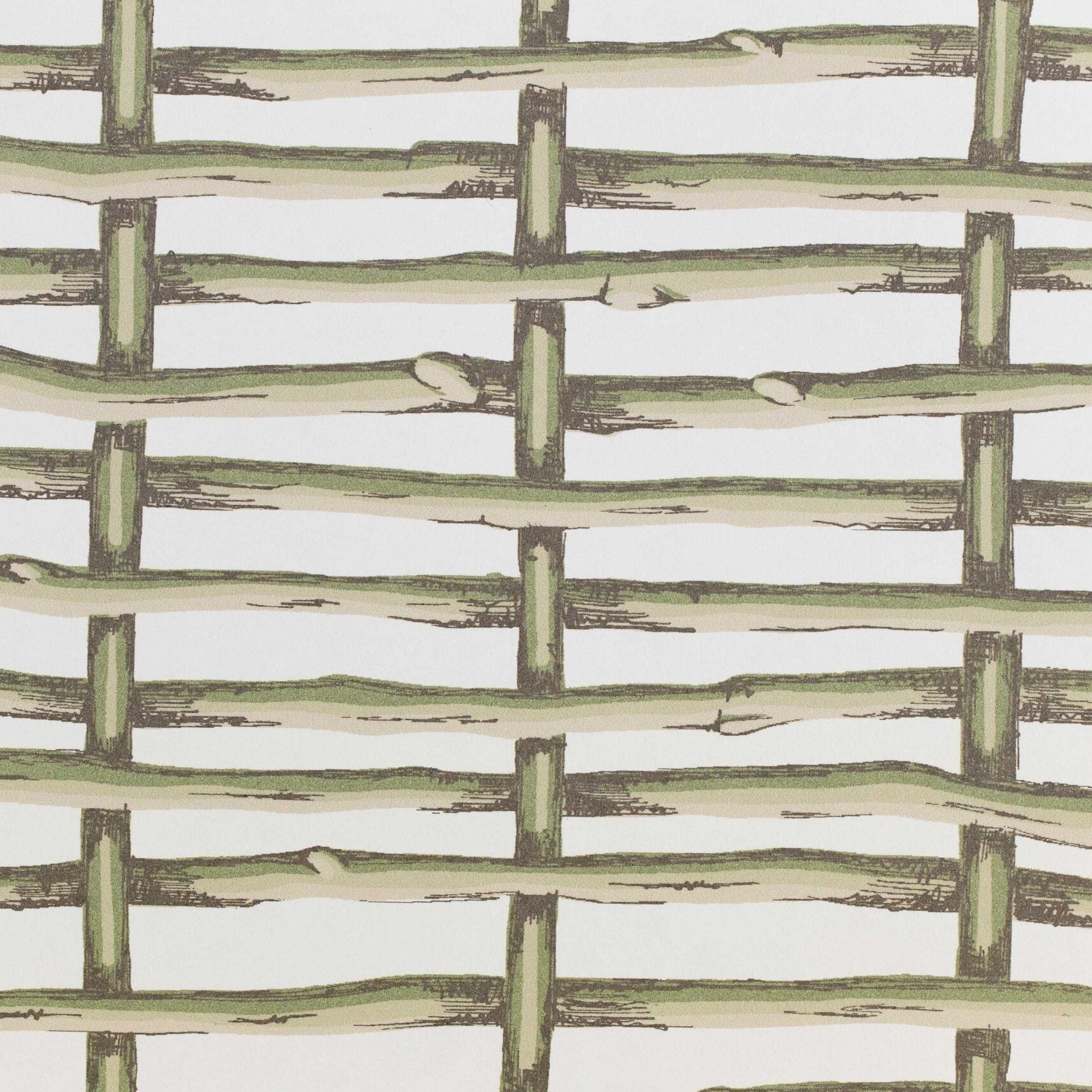 Twig Fence Wallpaper - Green