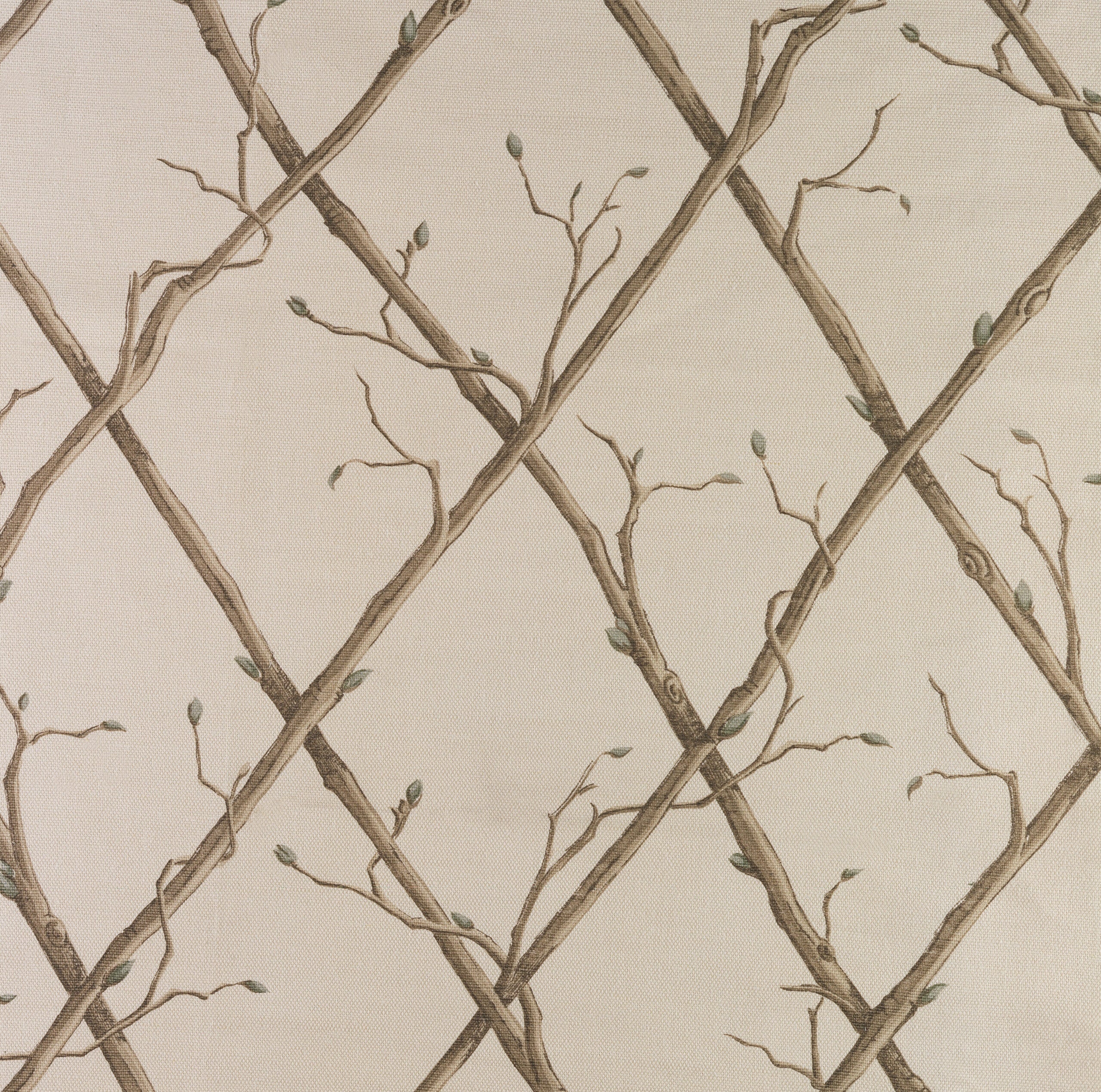 Twig Trellis - Brown on Ecru