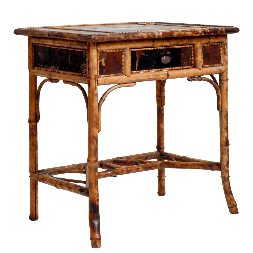Victorian Tiger Bamboo and Lacquered Desk