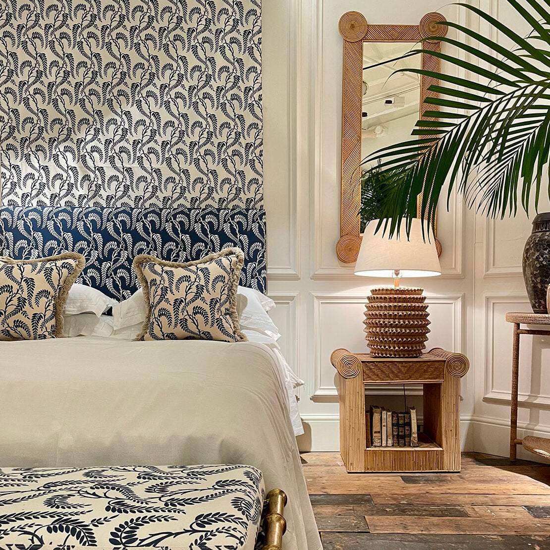 Wisteria - Navy on White