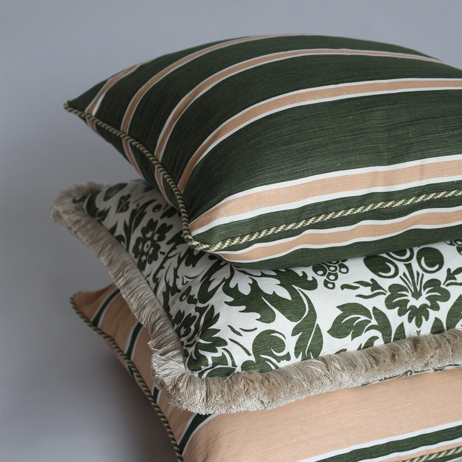 Horizon Stripe - Dark Green on Blush