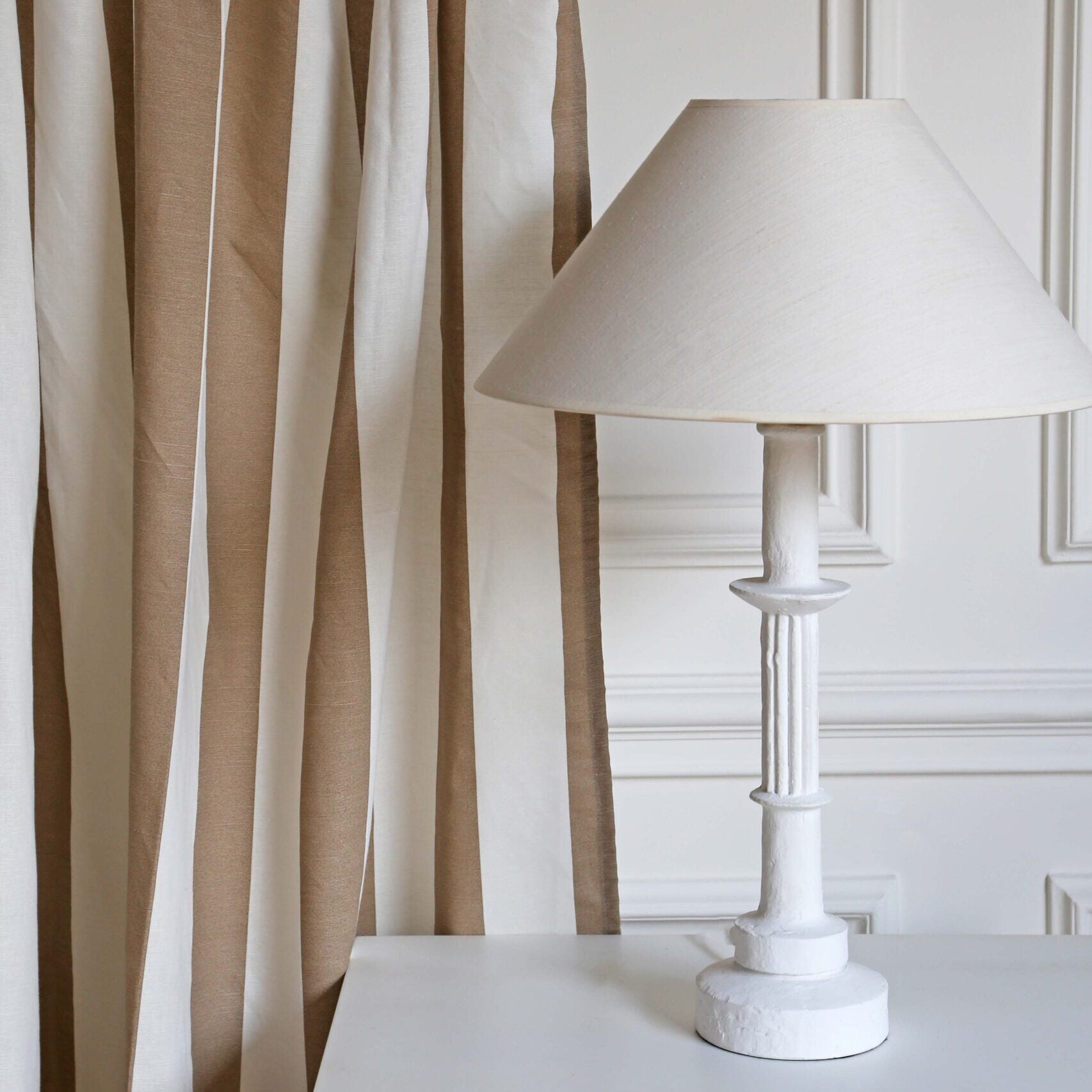 Avenue Stripe - Taupe on White