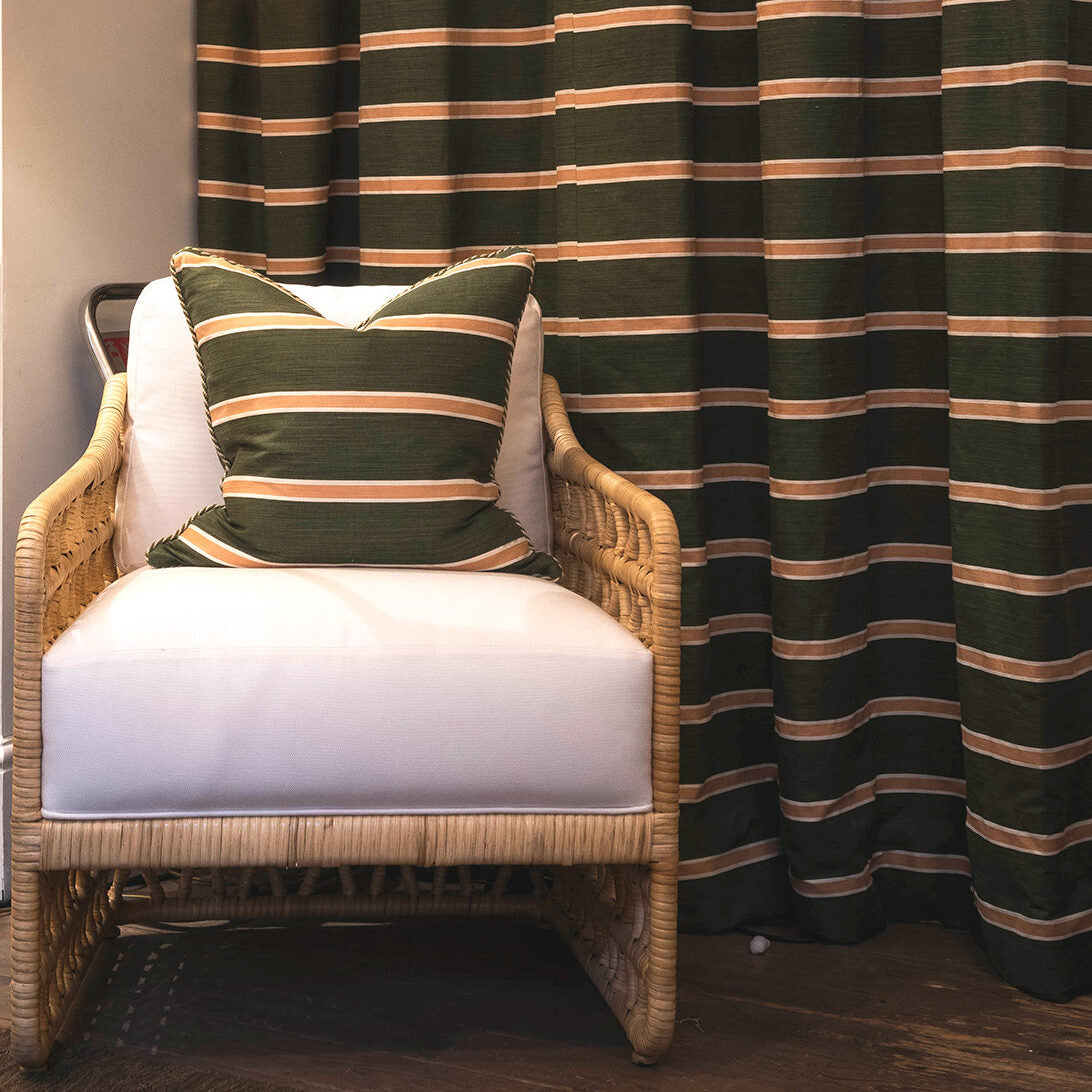 Horizon Stripe - Blush on Dark Green