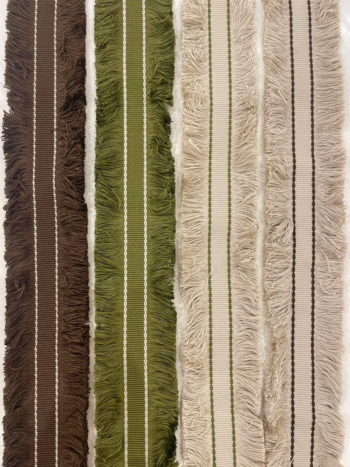 Double Cut Ruche Fringe in Olive Green