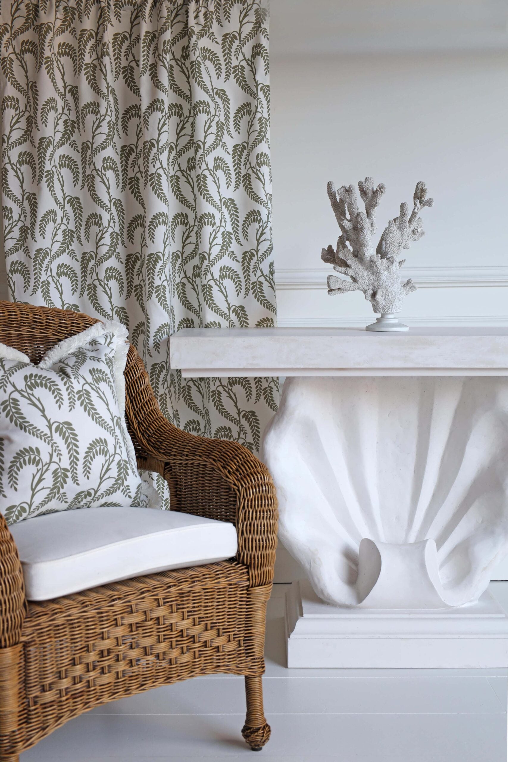 Wisteria - Sage on White