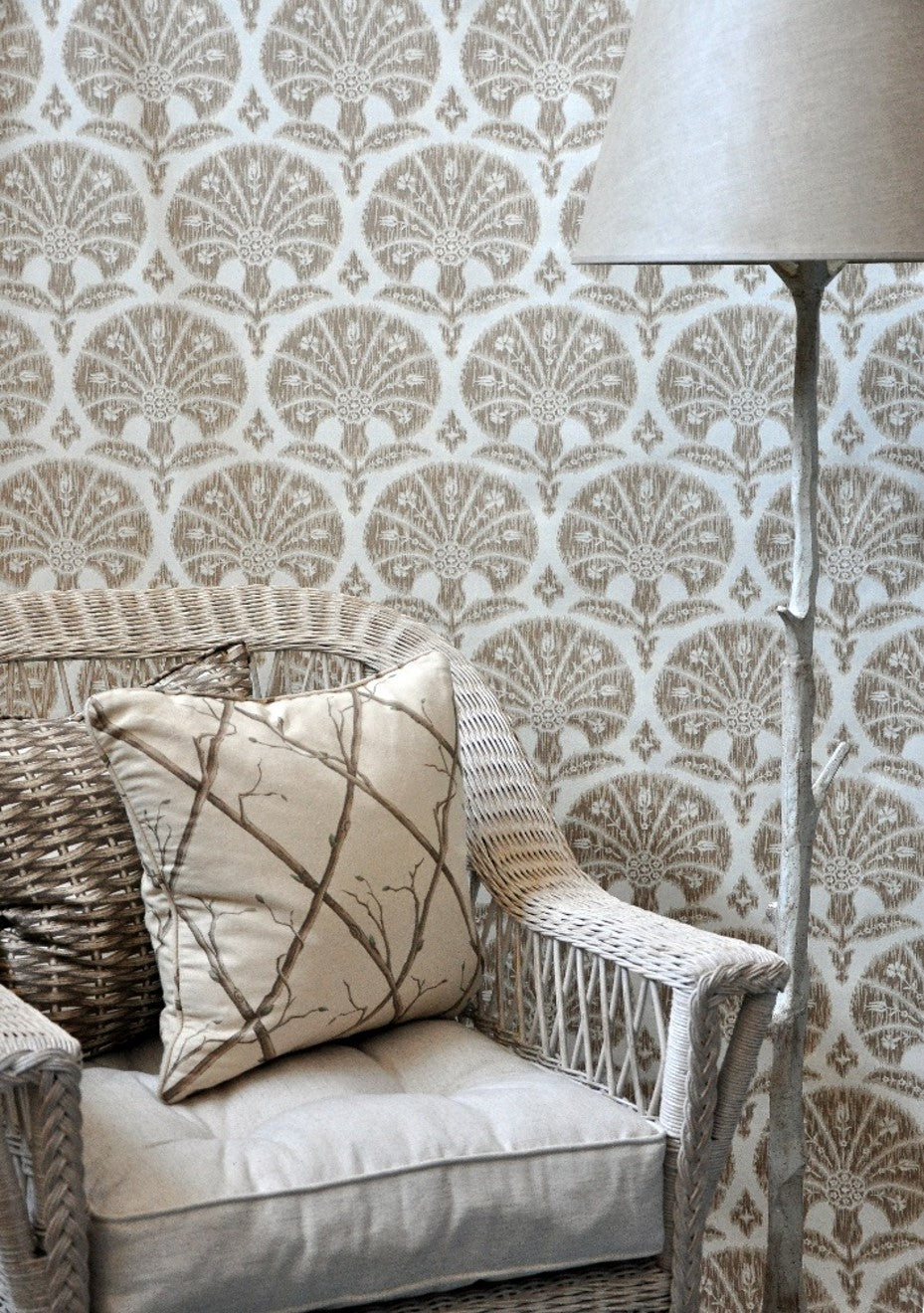 Twig Trellis - Brown on Ecru